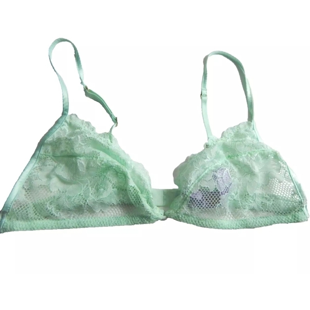 Savage x Fenty Green Sheer Lace Triangle‎ Bralette